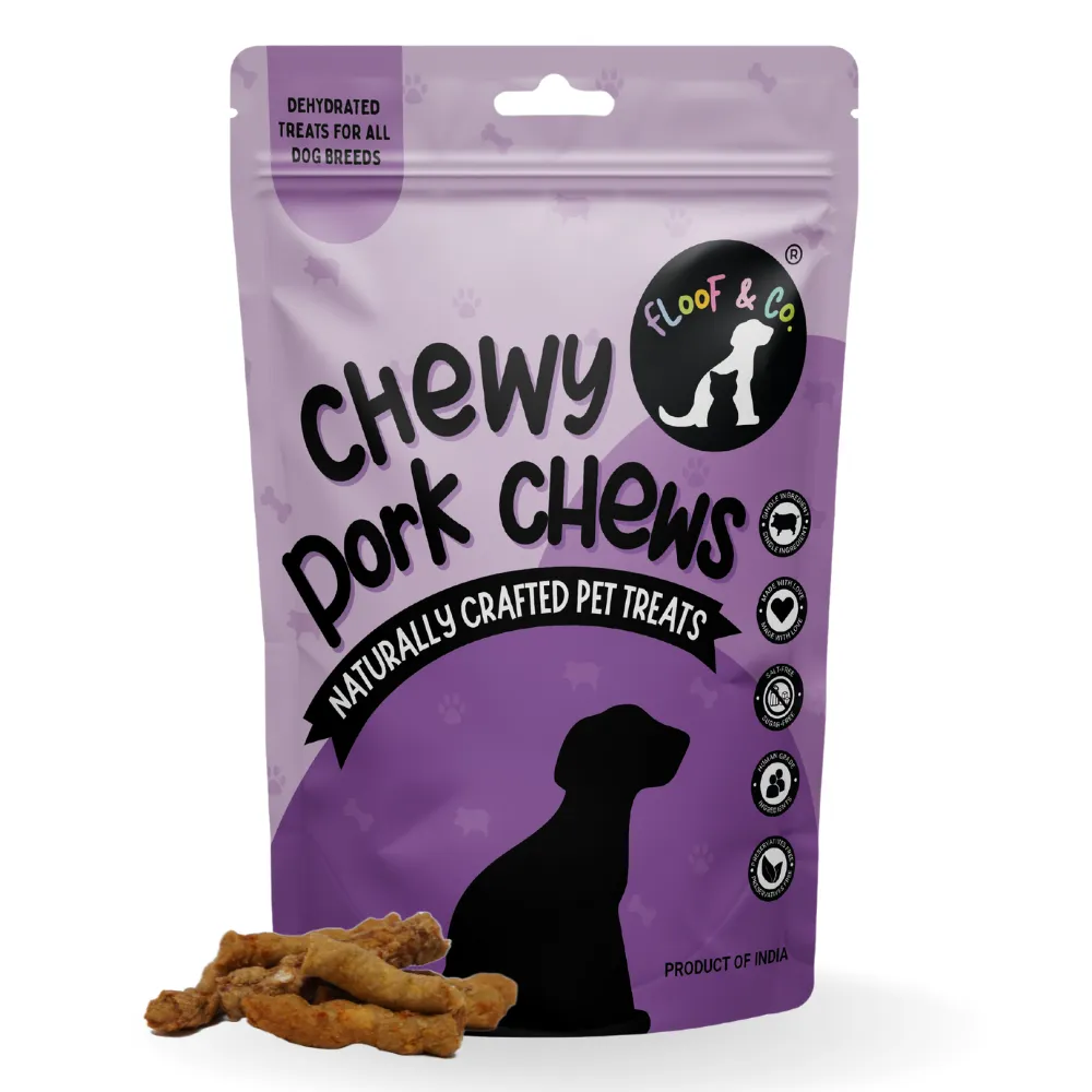 Floof & Co Pork Chew, Bacon Cheese, Chicken Cheese, Roasted Lamb and Smoked Lamb Dog Treats Combo
