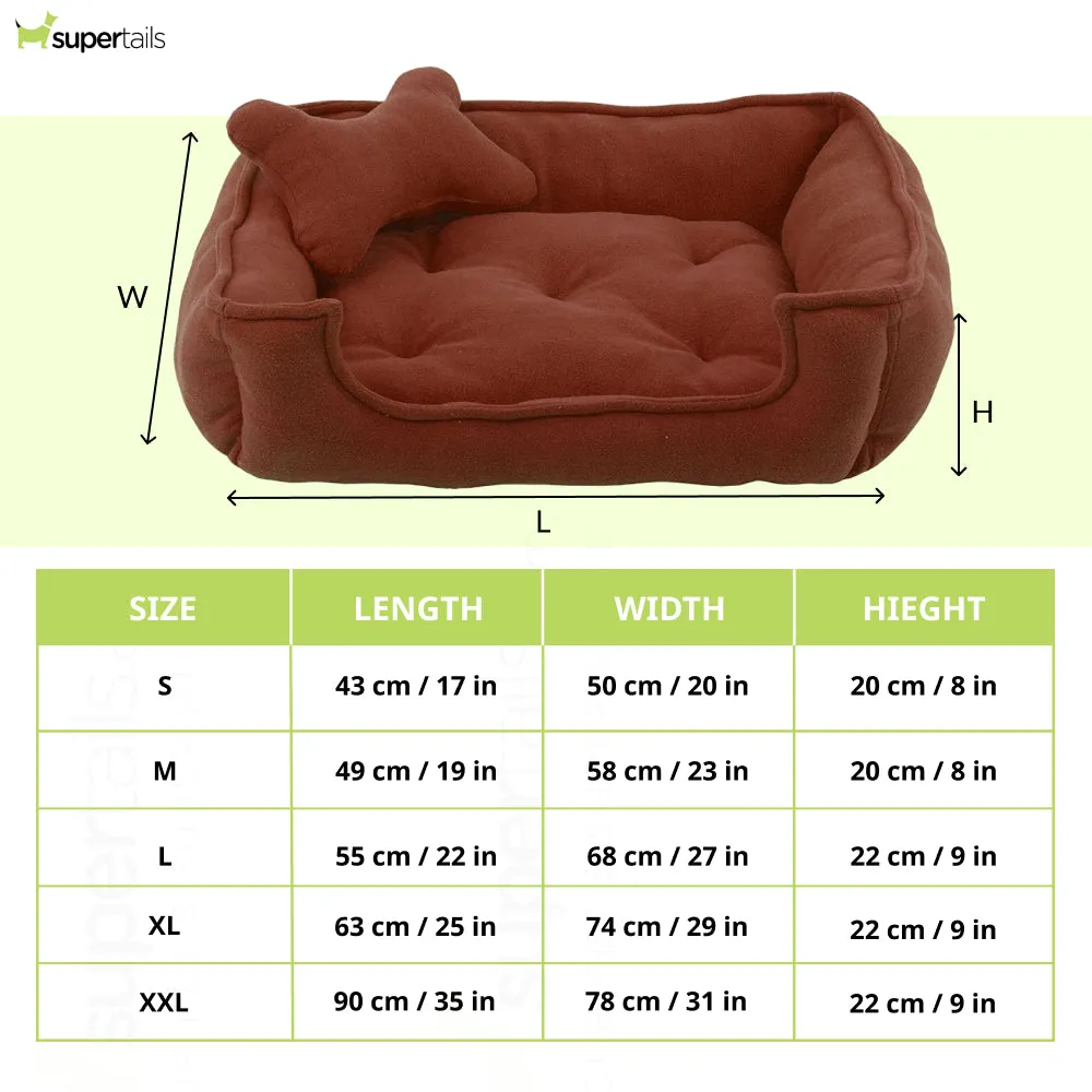 Fluffy's Luxurious Reversible Soft Polyster Filled Bed for Dogs and Cats (Brown)