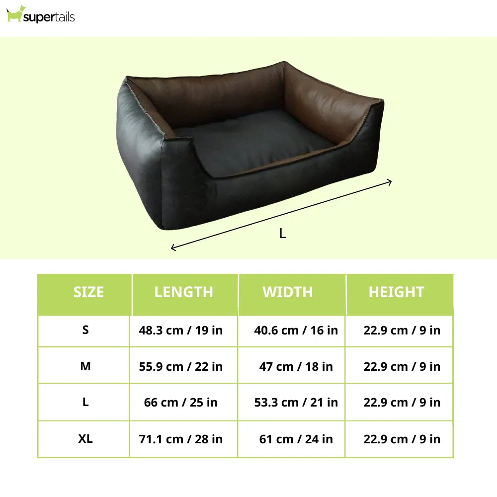 Fluffy's Pawsome Artificial Leather Sofa Bed for Dogs and Cats (Brown & Black)