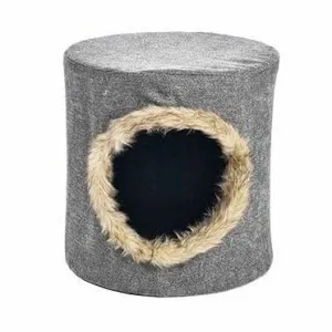 FOLDABLE CAT HOUSE WITH PLUSH 31x31x30,5cm grey Pets Qatar