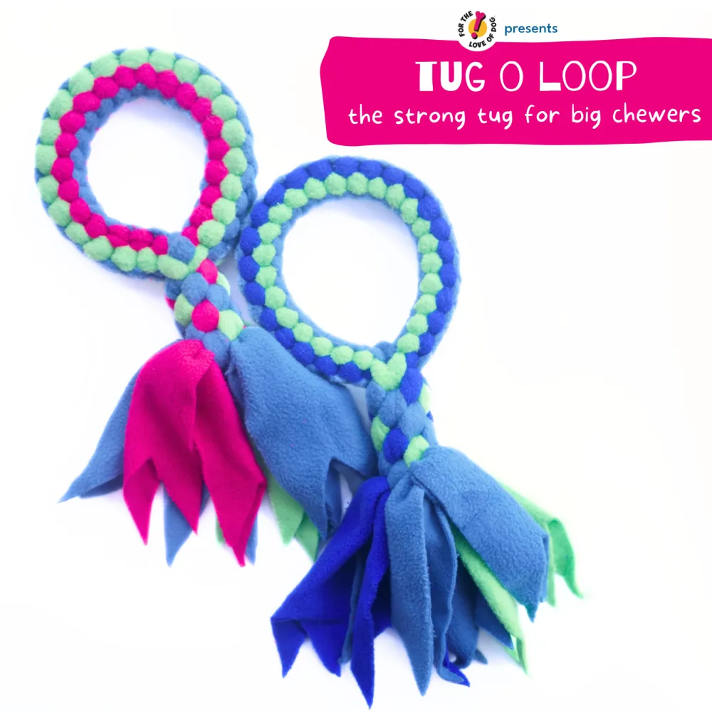 For The Love Of Dog Tug O Loop Chew Toy for Dogs (Blue/Green)