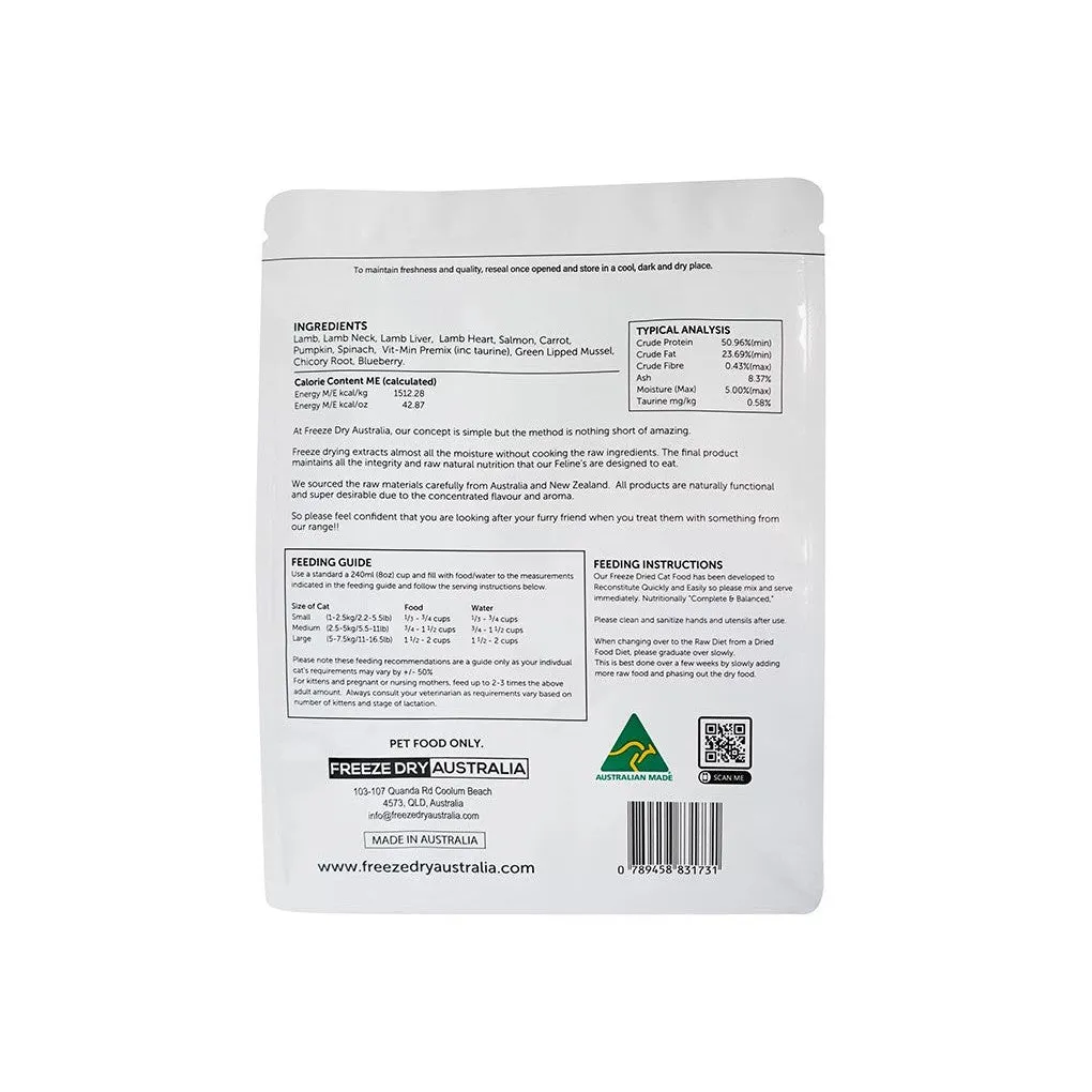 Freeze Dry Australia Freeze Dried Natural Raw Cat Food Lamb 250g