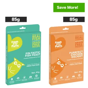 Fresh For Purrs Fin Tastic Fish Feast and Purrfect Chicken Delight Wet Cat Food Combo