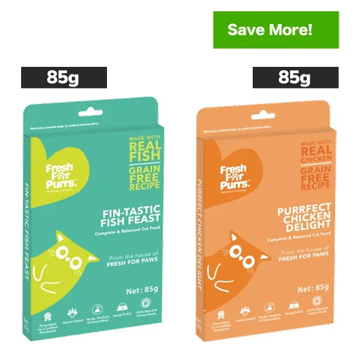 Fresh For Purrs Fin Tastic Fish Feast and Purrfect Chicken Delight Wet Cat Food Combo