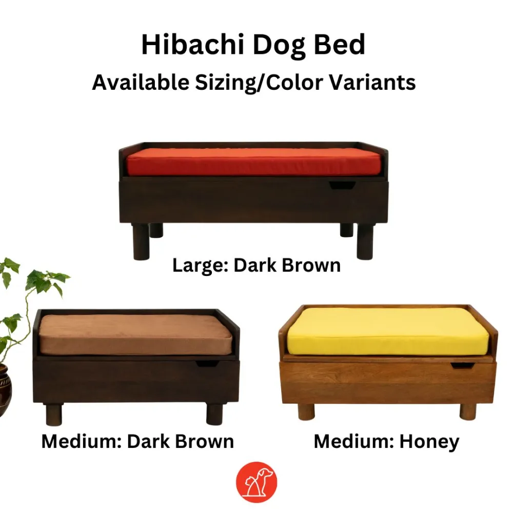 FurryLiving Hibachi Bed with Storage for Dogs (Dark Brown/Cream Cushion)