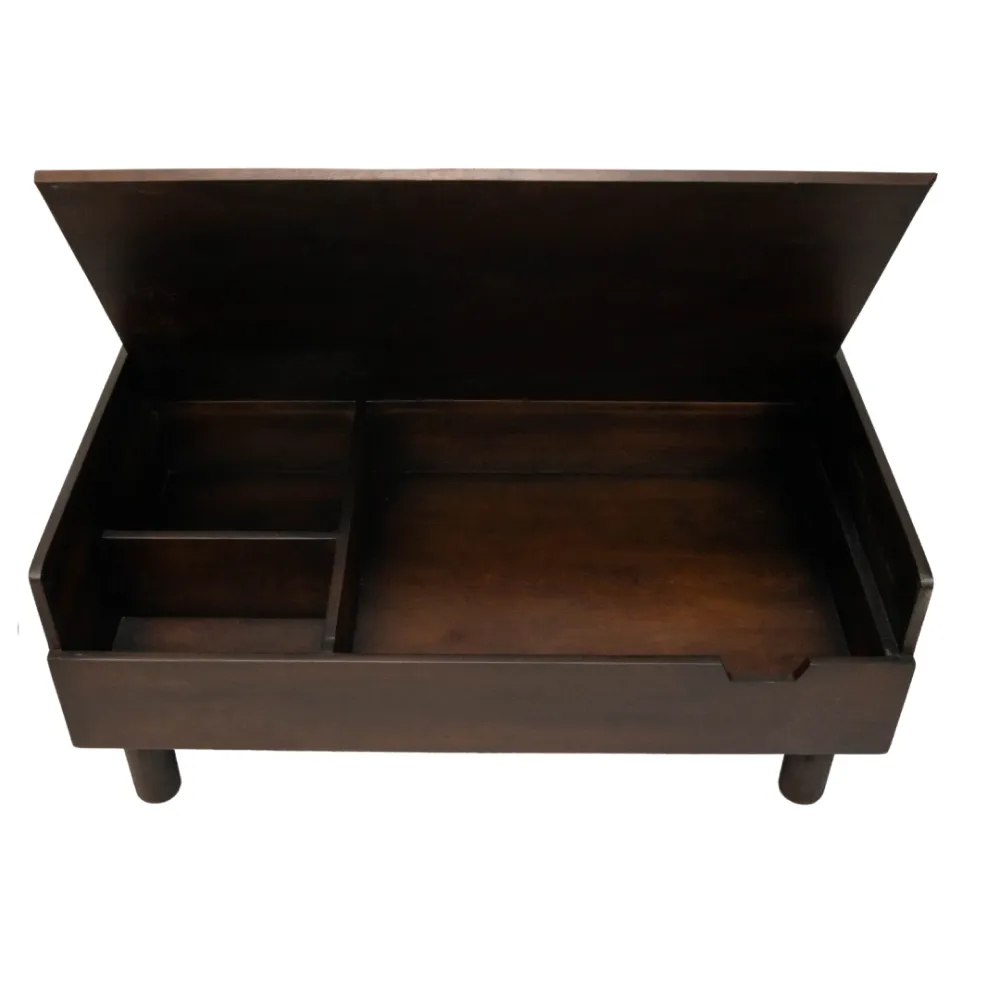 FurryLiving Hibachi Bed with Storage for Dogs (Dark Brown/Cream Cushion)