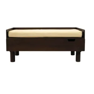 FurryLiving Hibachi Bed with Storage for Dogs (Dark Brown/Cream Cushion)