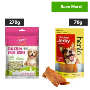 Gnawlers Calcium Milk Bone and Henlo Chicken Jerky Dog Treats Combo
