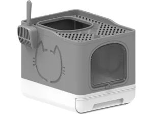 Go Fresh - Foldable Cat Litter Box - Grey Pets Qatar