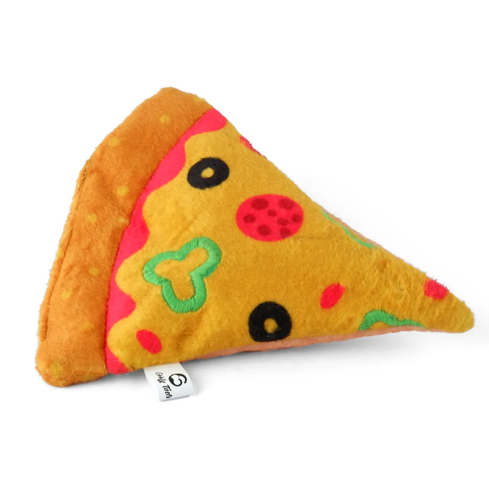 Goofy Tails Food Buddies Pizza Slice Plush Toy for Dogs | For Soft Chewers (Yellow)