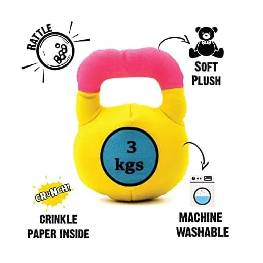 Goofy Tails Gym Series Kettlebell Plush Toy for Dogs | For Soft Chewers (Yellow)