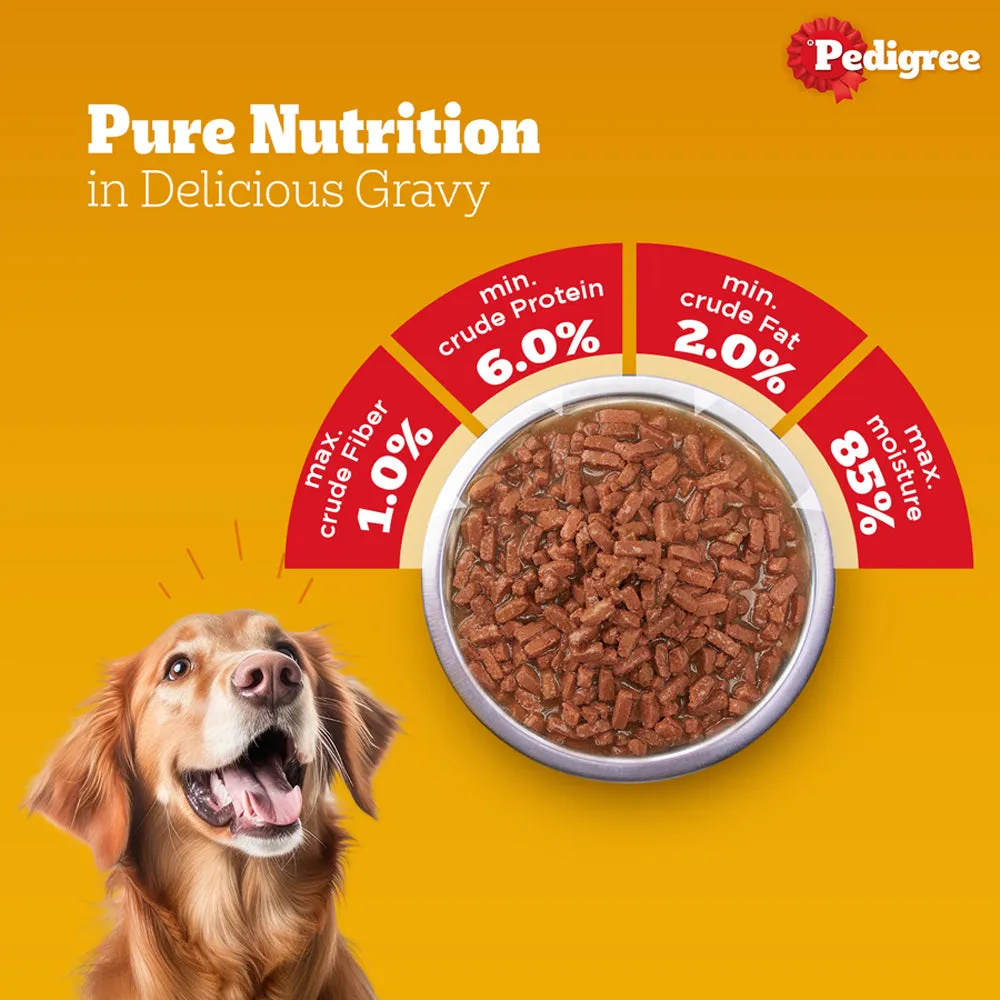 Healing Leaf Hemp Protein Powder and Pedigree Chicken and Liver Chunks in Gravy Adult Wet Food Combo for Dogs
