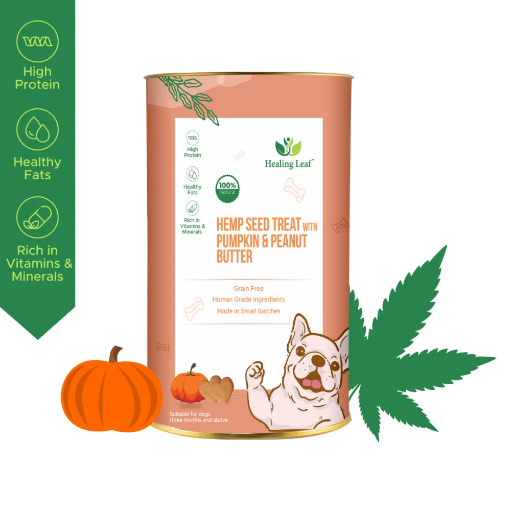 Healing Leaf Hemp Pumpkin Treats and Skatrs Treat Hider Toy Combo for Dogs