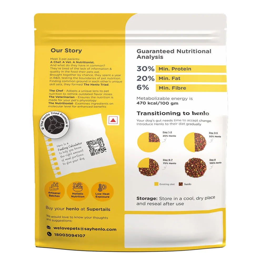 Henlo Chicken & Vegetable Baked Dry Food and Chicken Jerky Treats for Dogs Combo