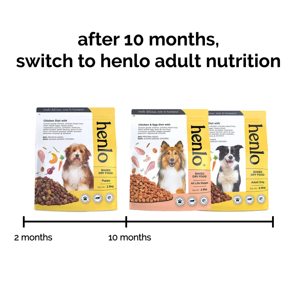 Henlo Chicken & Vegetable Baked Dry Food and Chicken Pops Treats for Dogs Combo