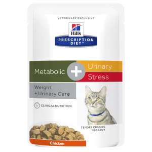 Hills Prescription Diet Cat Metabolic   Urinary Stress Weight and Urinary Care Chicken Wet Food Pouch 85g