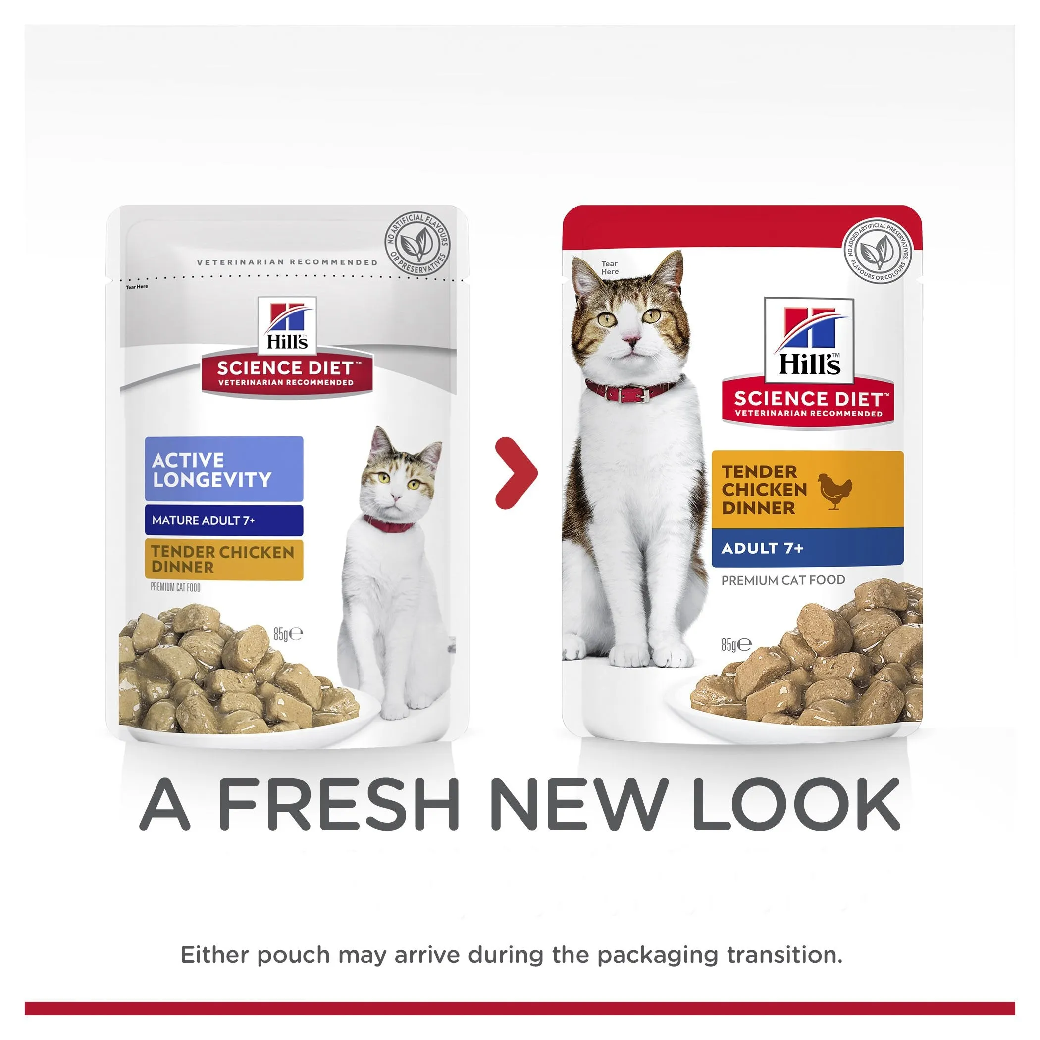 Hills Science Diet Adult 7  Active Longevity Mature Chicken Cat Food Pouches 85g x 12