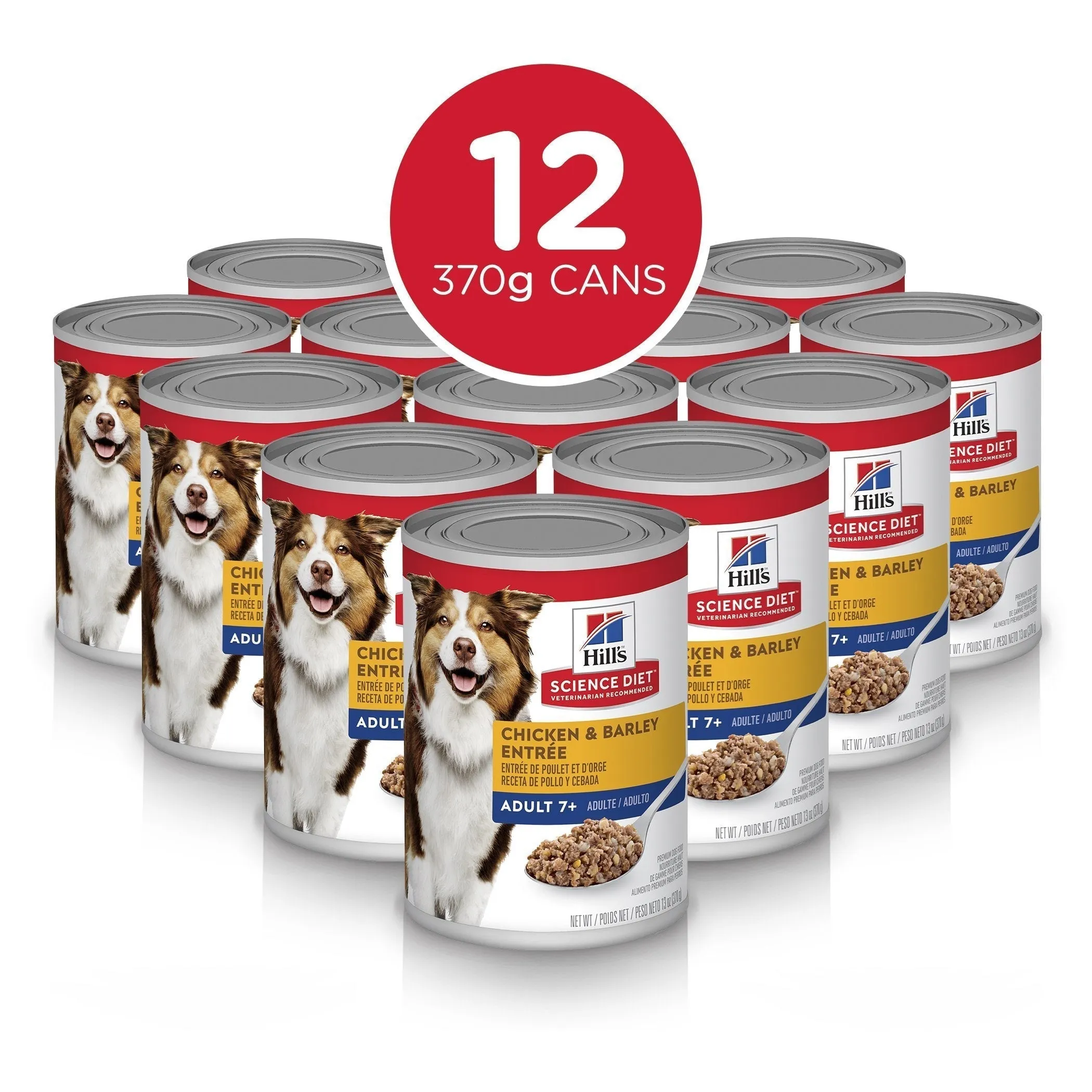 Hills Science Diet Adult 7  Chicken and Barley Entree Canned Dog Food 370g x 12