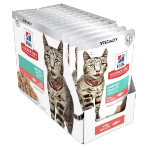 Hills Science Diet Adult Perfect Weight Salmon Cat Food Pouches 85g x 12