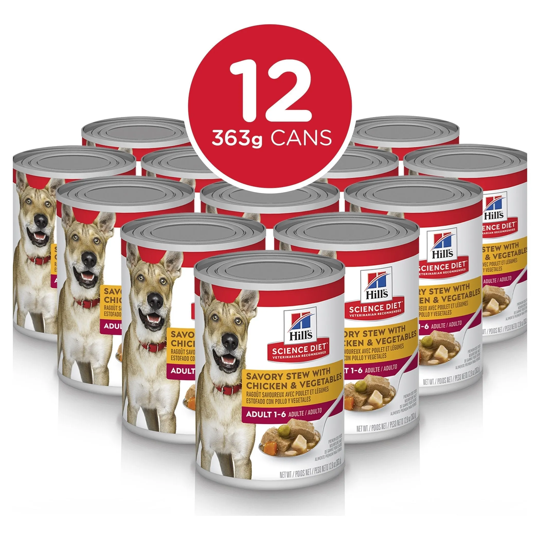Hills Science Diet Adult Savoury Stew Chicken and Vegetables Canned Dog Food 363g x 12