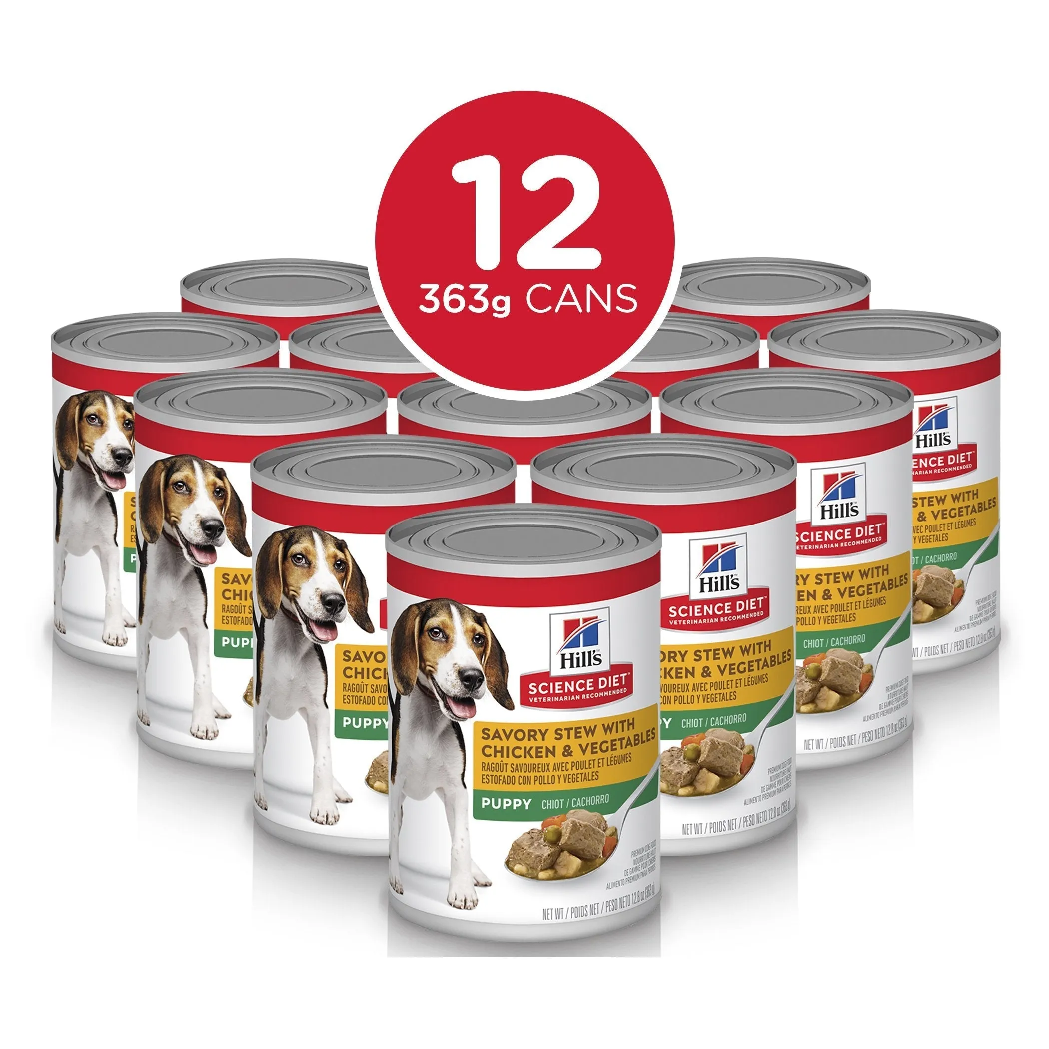 Hills Science Diet Puppy Savoury Stew Chicken and Vegetables Canned Dog Food 370g x 12 ( _ )