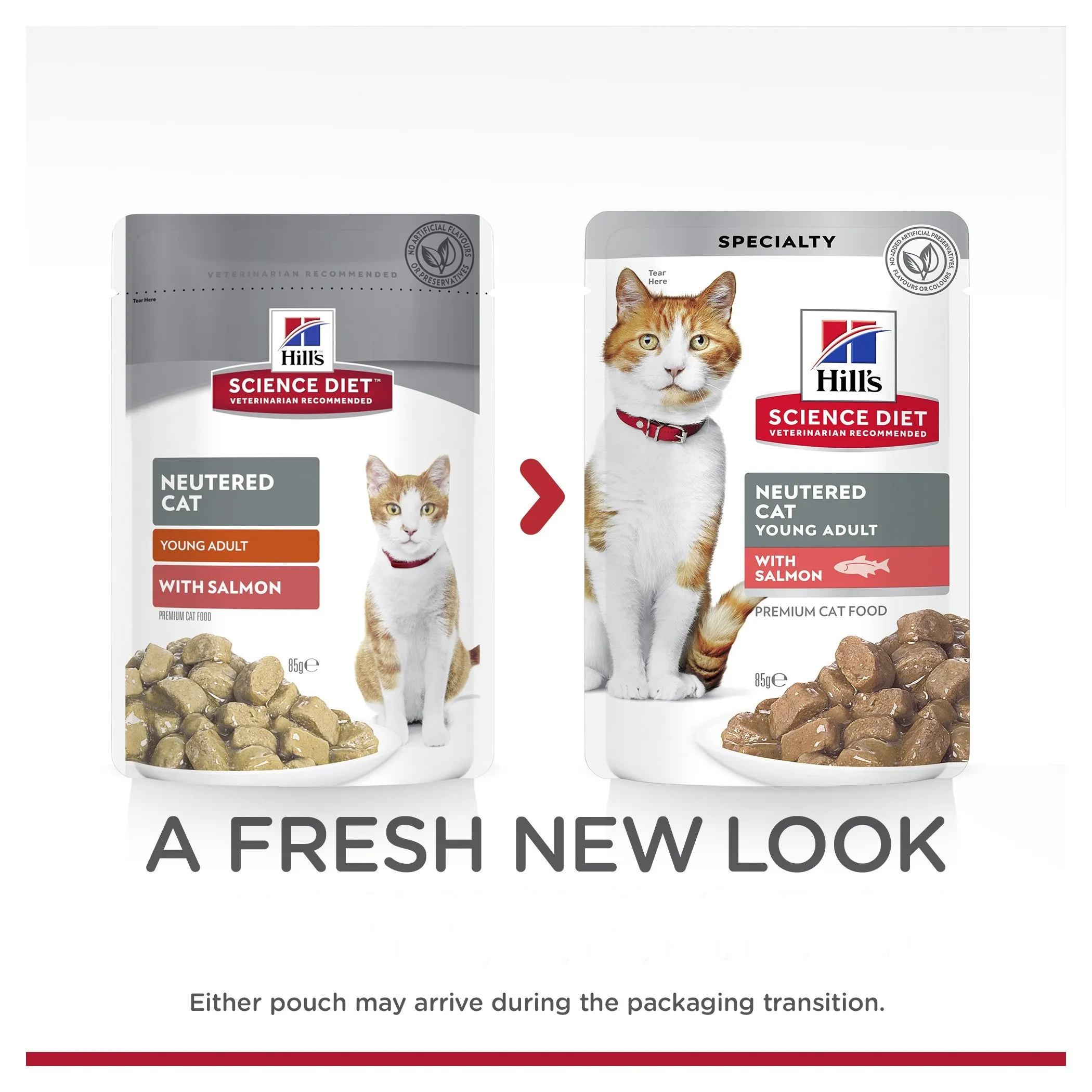 Hills Science Diet Young Adult Neutered Salmon Cat Food Pouches 85g