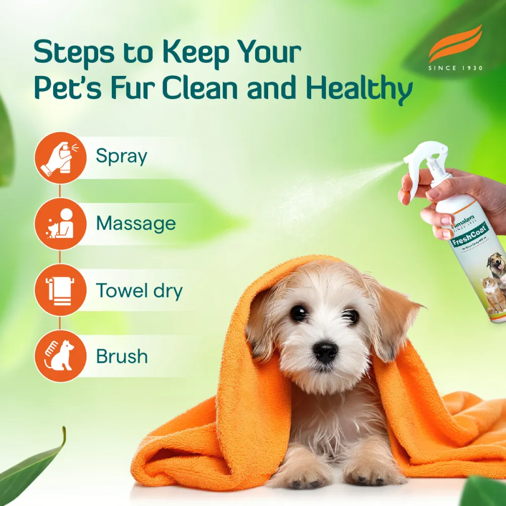 Himalaya Fresh Coat No Rinse Spray & Furlicks Gut Health Supplement Dog & Cat Combo