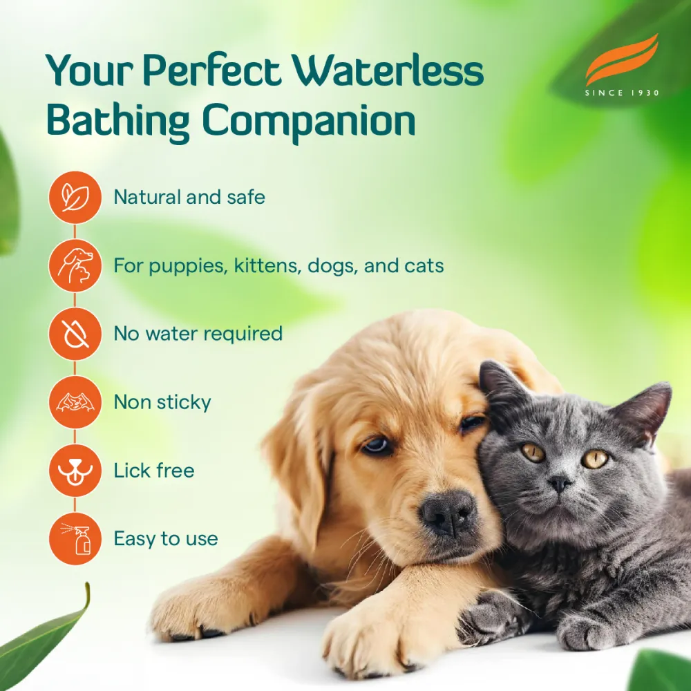 Himalaya Fresh Coat No Rinse Spray & Furlicks Gut Health Supplement Dog & Cat Combo