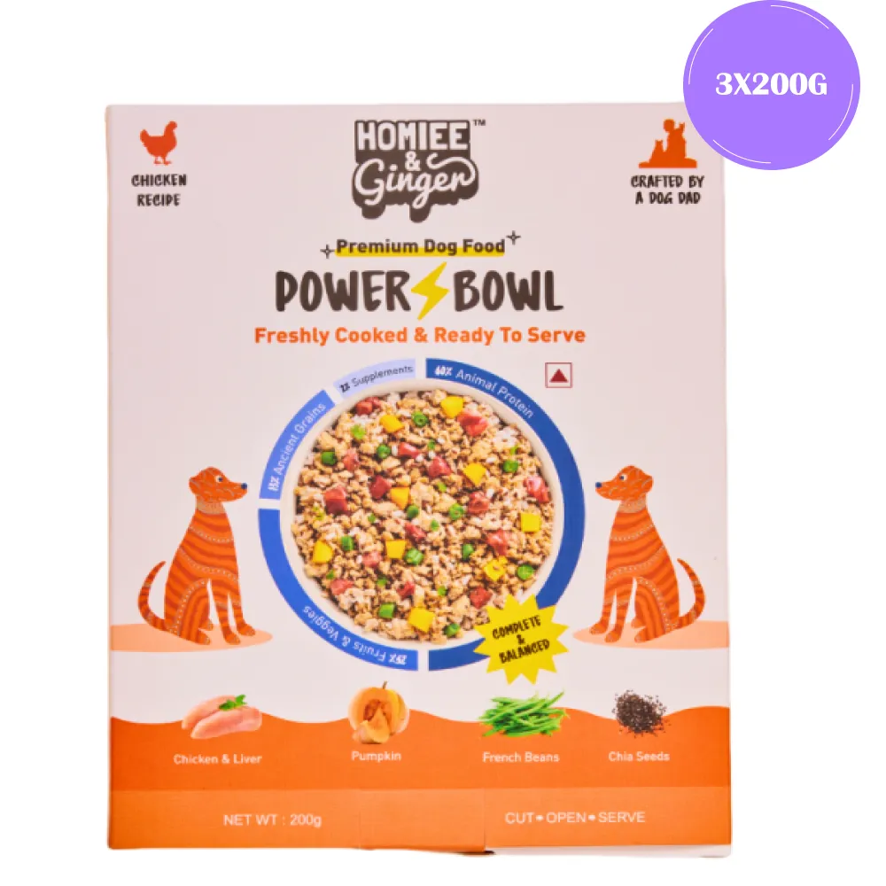 Homiee & Ginger Power Bowl Chicken & Barley Fresh Food for Dogs