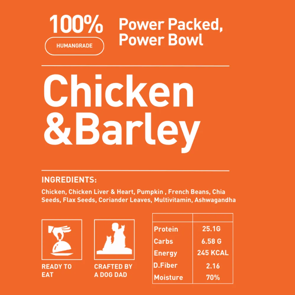 Homiee & Ginger Power Bowl Chicken & Barley Fresh Food for Dogs