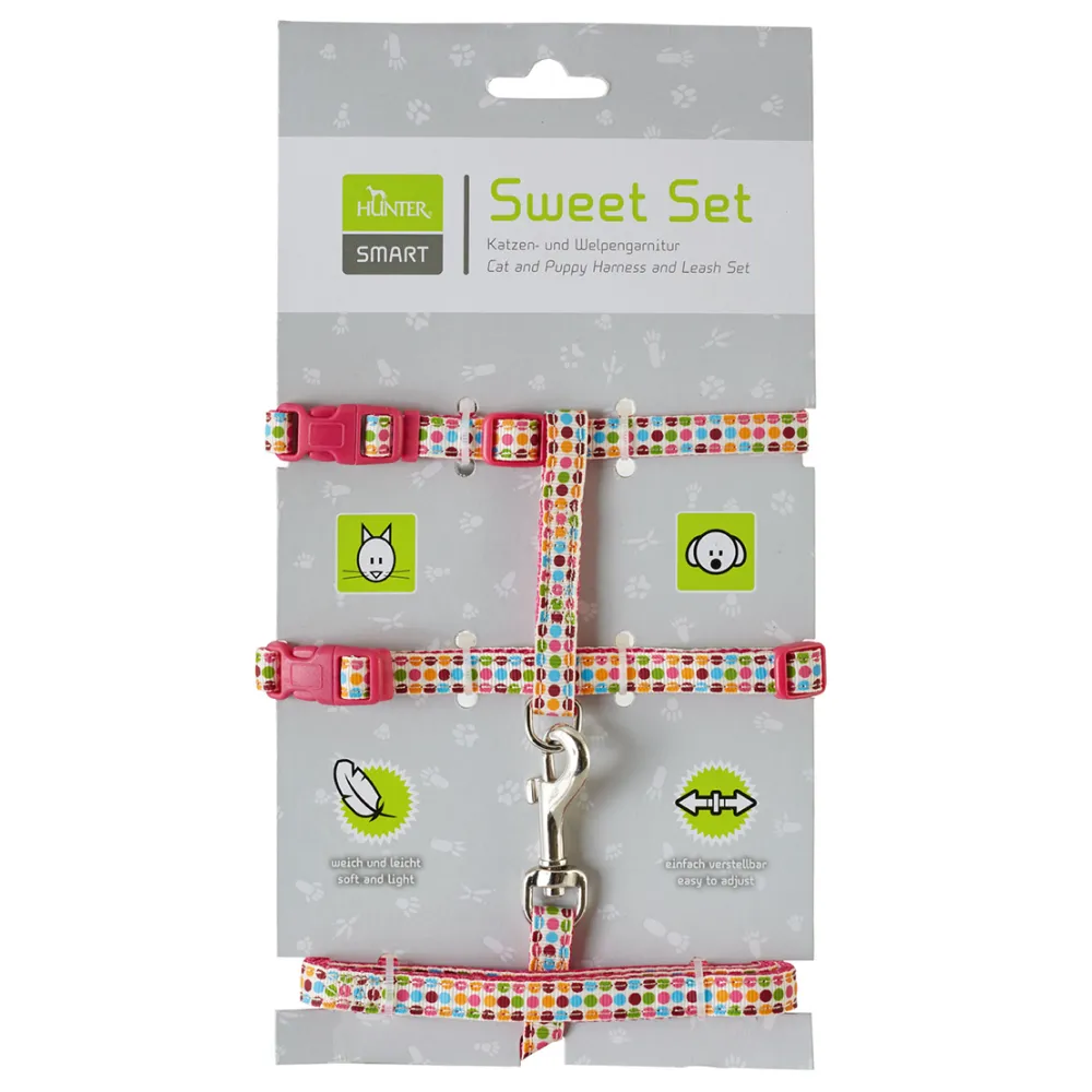 Hunter Sweet Set Nylon Harness and Leash for Puppy & Kitten (Pink)