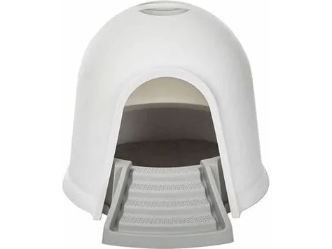 IGLOO CAT LITTER BOX - 2 IN 1 WHITE & GREY Pets Qatar