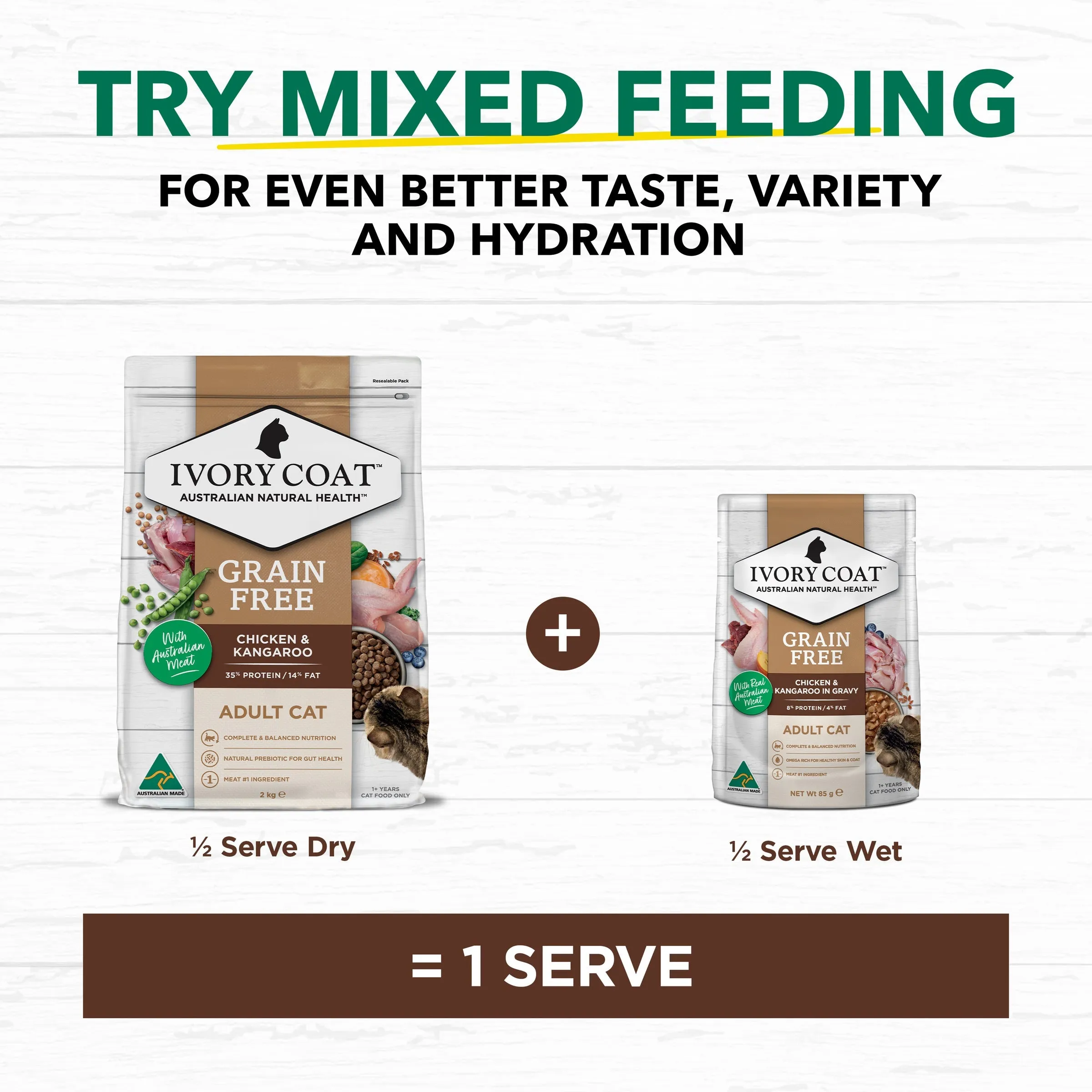 Ivory Coat Grain Free Chicken and Kangaroo in Gravy Adult Cat Wet Food 85g ( _ )