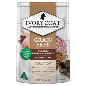 Ivory Coat Grain Free Chicken and Kangaroo in Gravy Adult Cat Wet Food 85g ( _ )