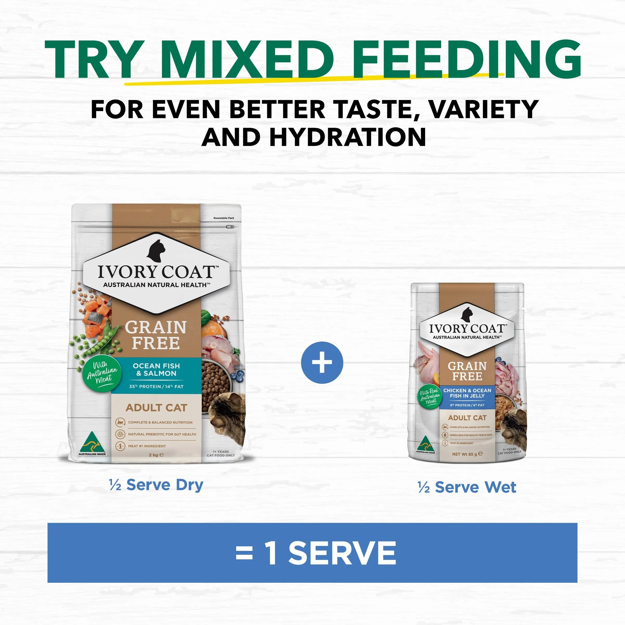 Ivory Coat Grain Free Chicken and Ocean Fish in Jelly Adult Cat Wet Food 85g x 12 ( _ )