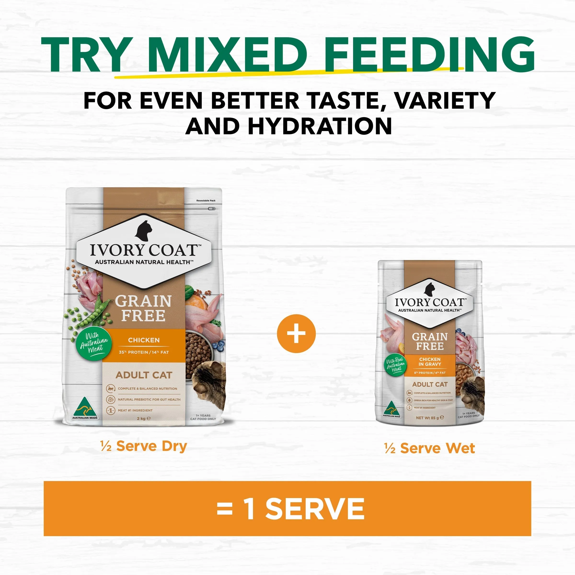 Ivory Coat Grain Free Chicken in Gravy Adult Cat Wet Food 85g x 12 ( _ )