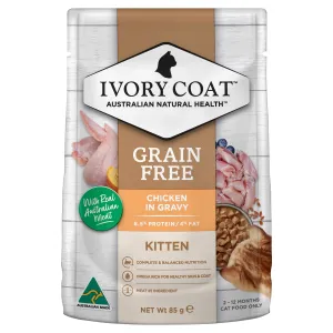 Ivory Coat Grain Free Chicken in Gravy Kitten Wet Food 85g x 12 ( _ )