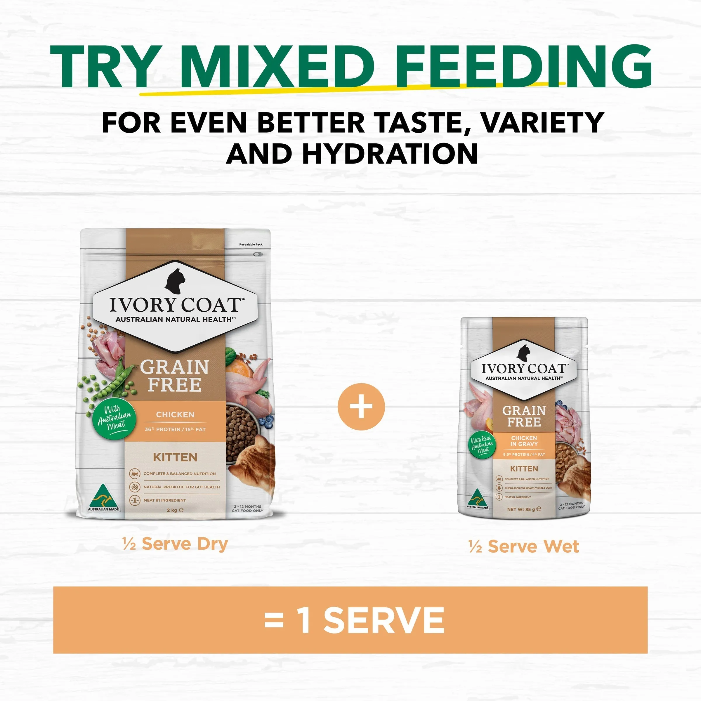 Ivory Coat Grain Free Chicken in Gravy Kitten Wet Food 85g x 12 ( _ )