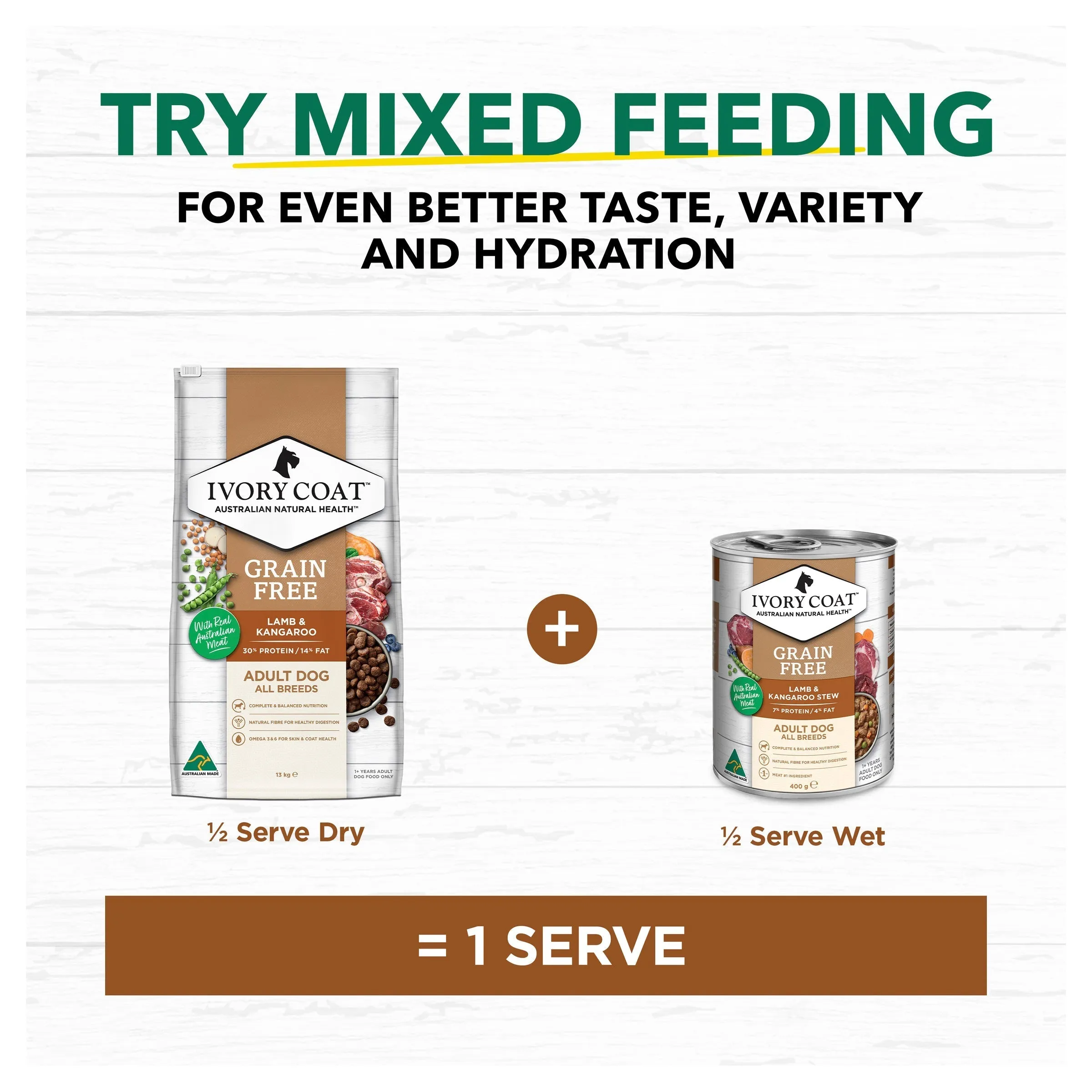 Ivory Coat Grain Free Lamb and Kangaroo Adult Dog Dry Food 13kg ( _ )