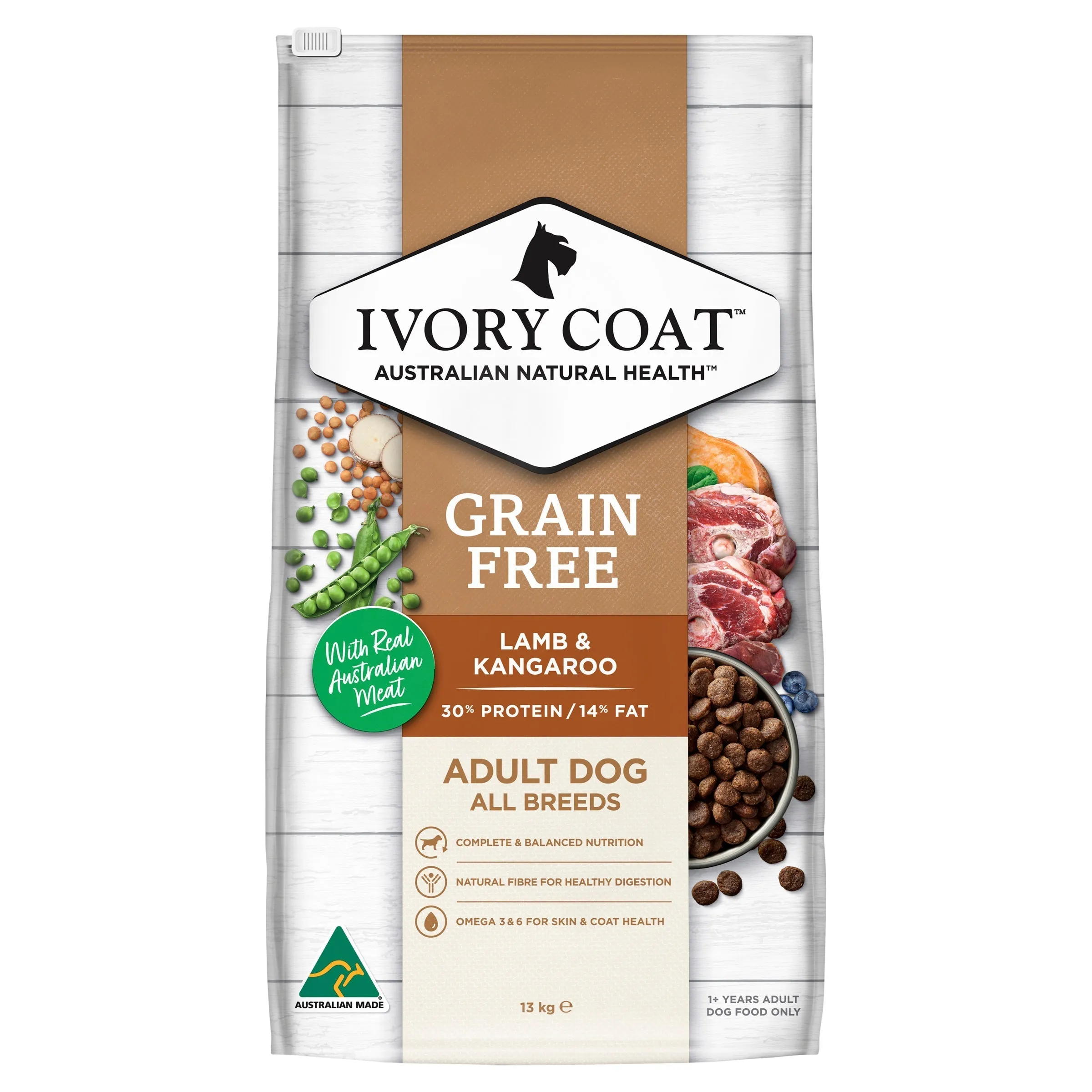 Ivory Coat Grain Free Lamb and Kangaroo Adult Dog Dry Food 13kg ( _ )