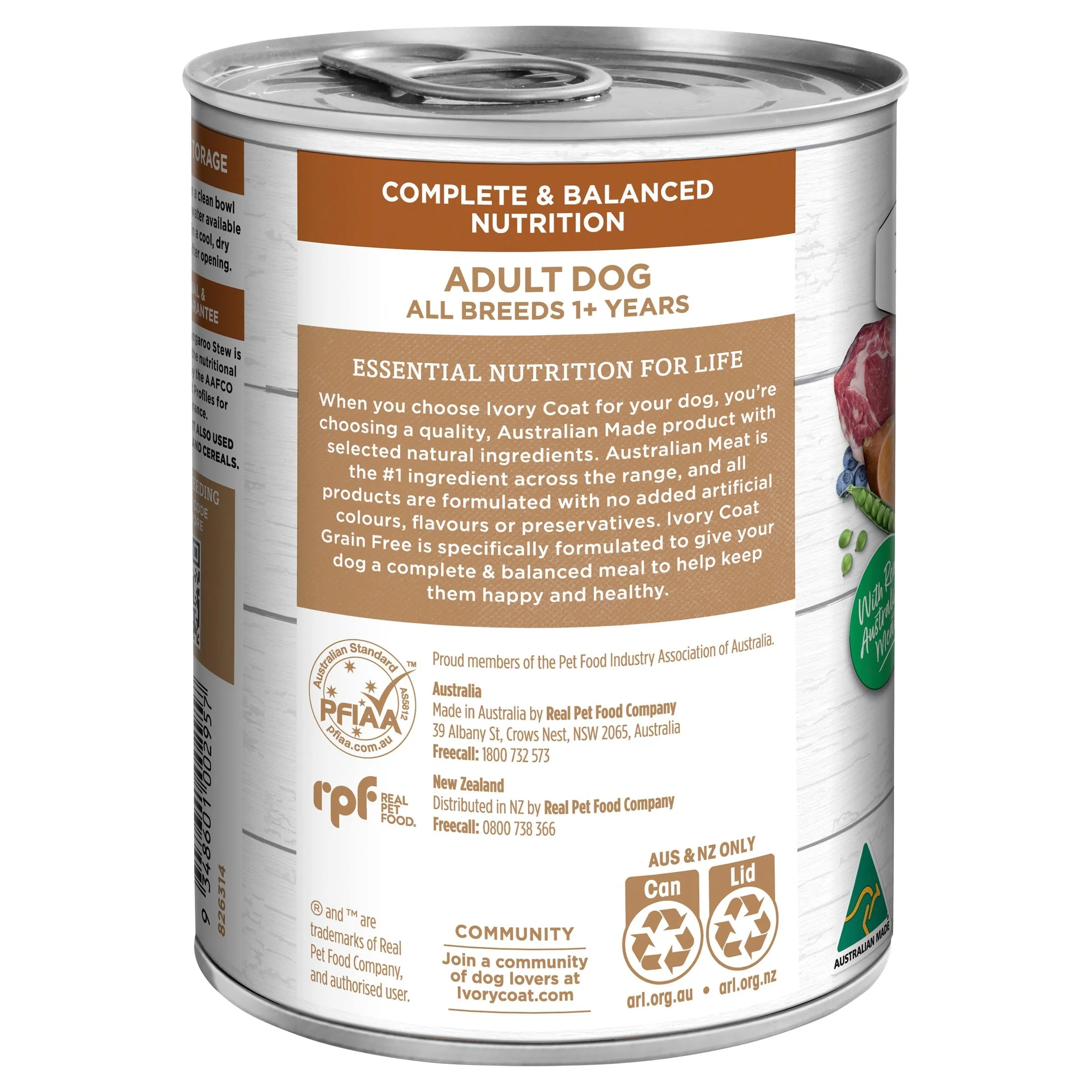 Ivory Coat Grain Free Lamb and Kangaroo Stew Adult Dog Wet Food 400g ( _ )