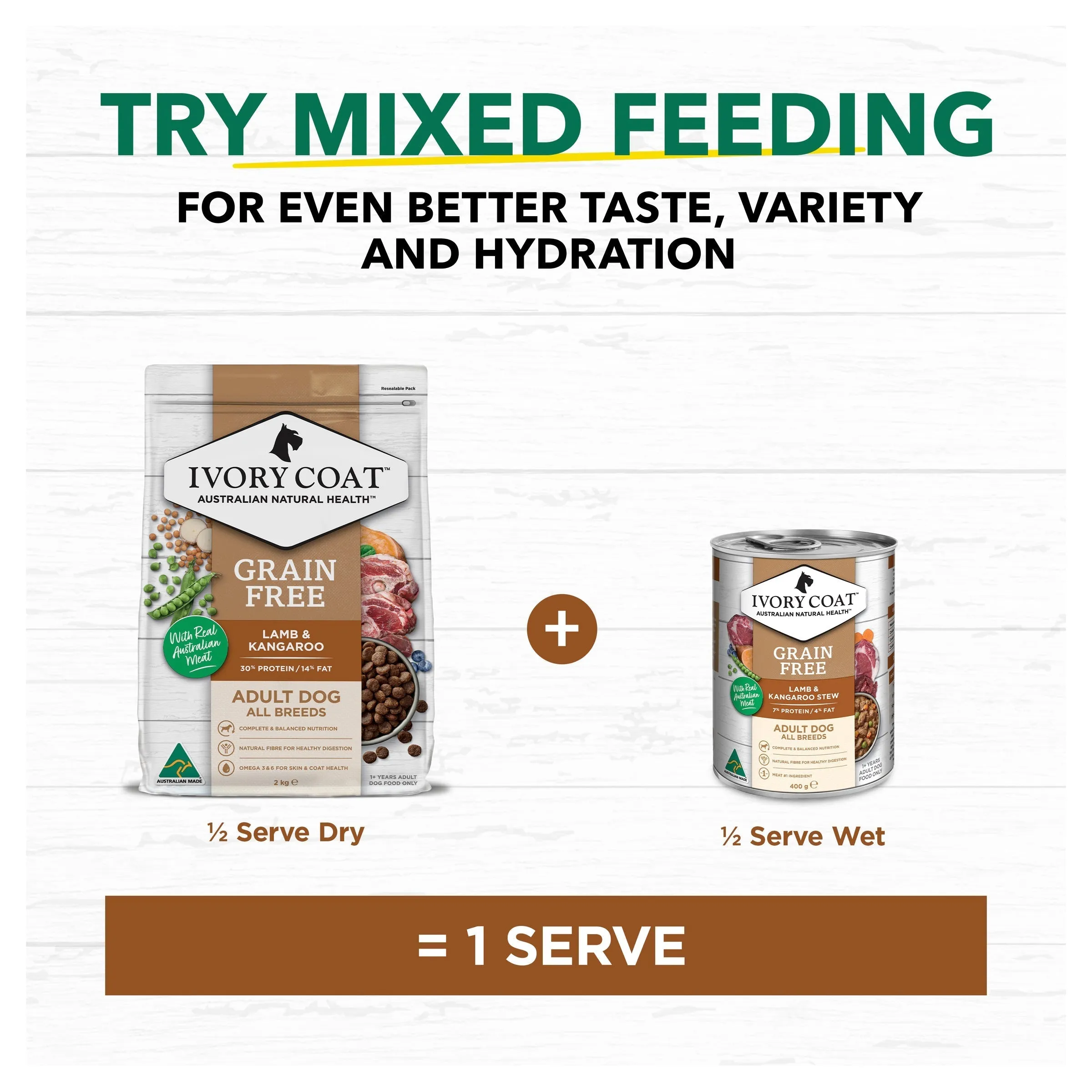 Ivory Coat Grain Free Lamb and Kangaroo Stew Adult Dog Wet Food 400g ( _ )
