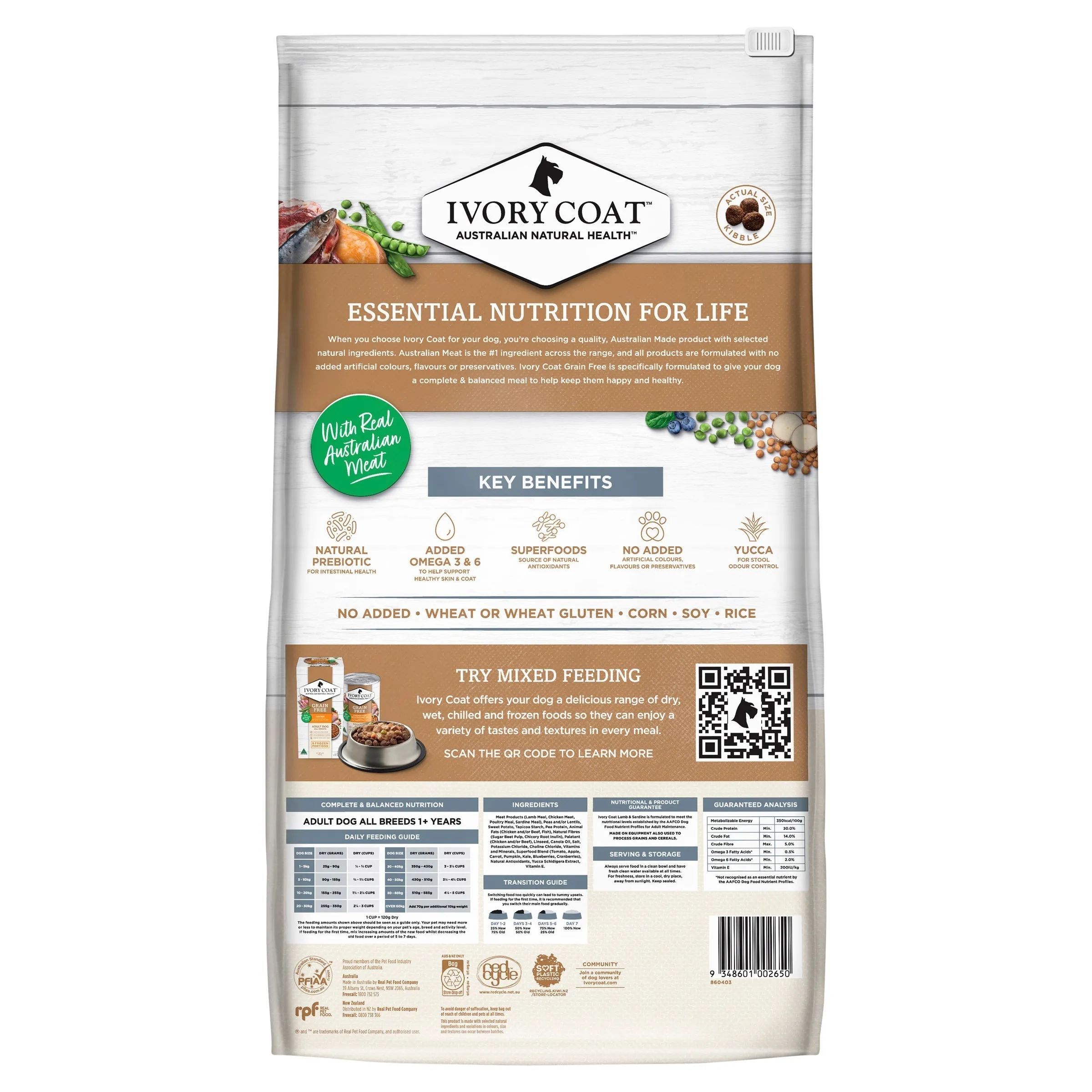 Ivory Coat Grain Free Lamb and Sardine Adult Dog Dry Food 13kg ( _ )