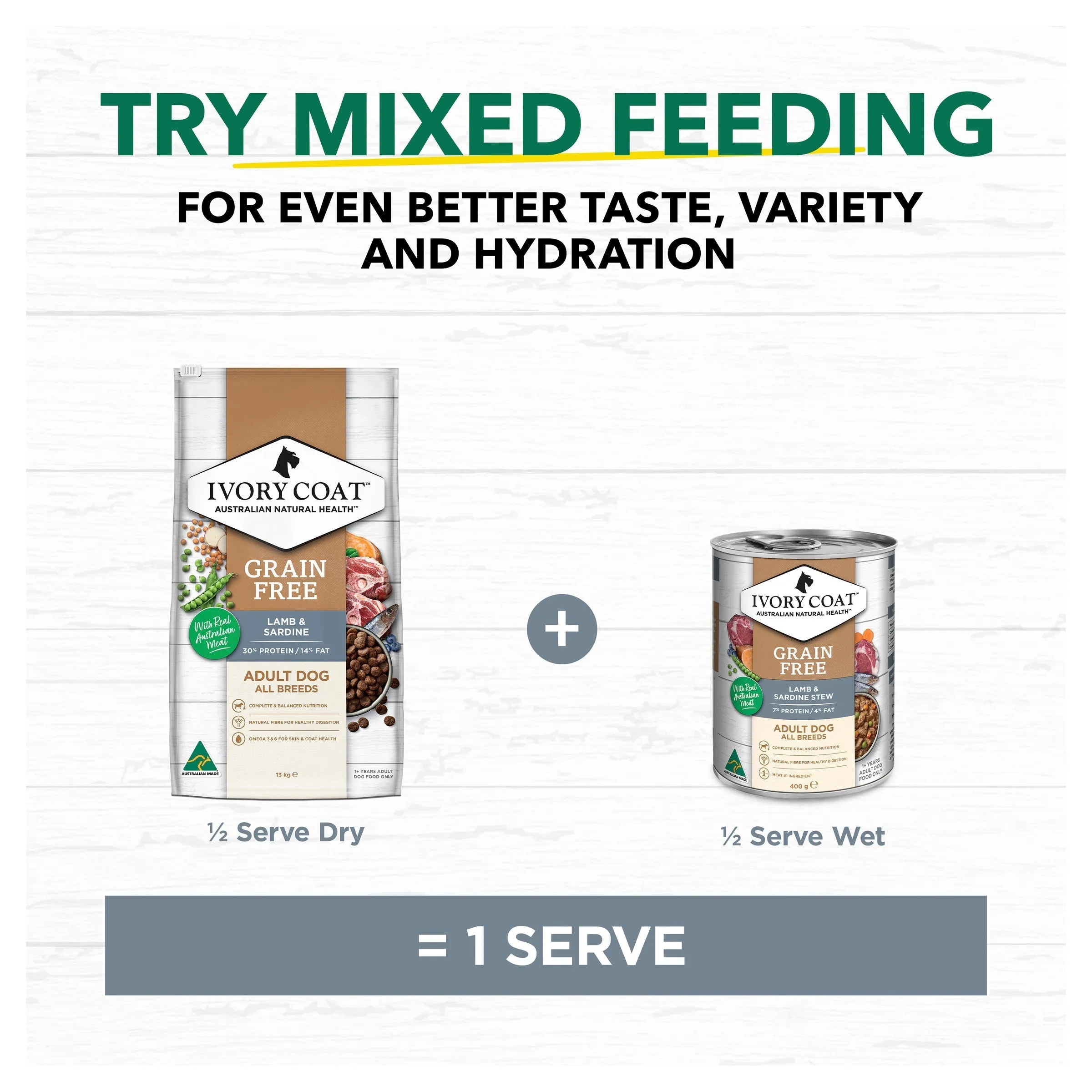 Ivory Coat Grain Free Lamb and Sardine Adult Dog Dry Food 13kg ( _ )