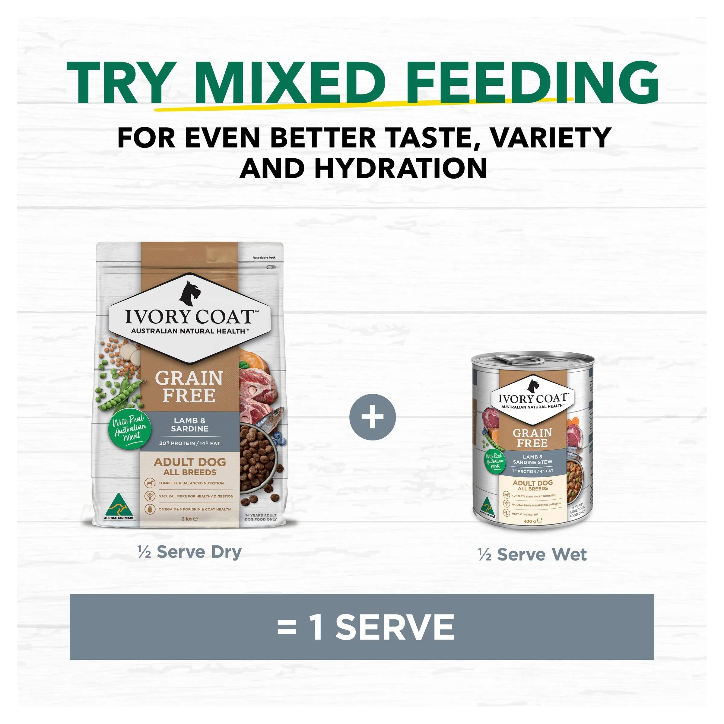 Ivory Coat Grain Free Lamb and Sardine Adult Dog Dry Food 2kg ( _ )