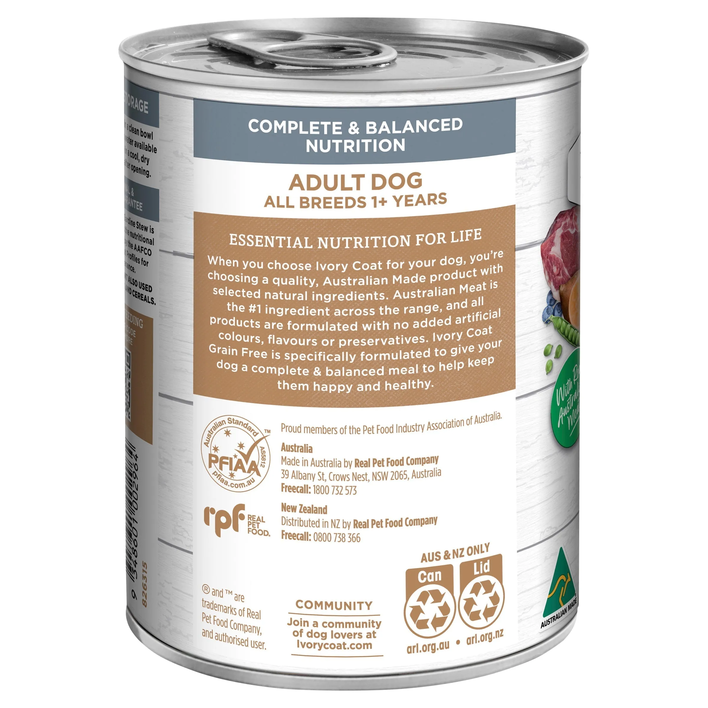 Ivory Coat Grain Free Lamb and Sardine Stew Adult Dog Wet Food 400g ( _ )
