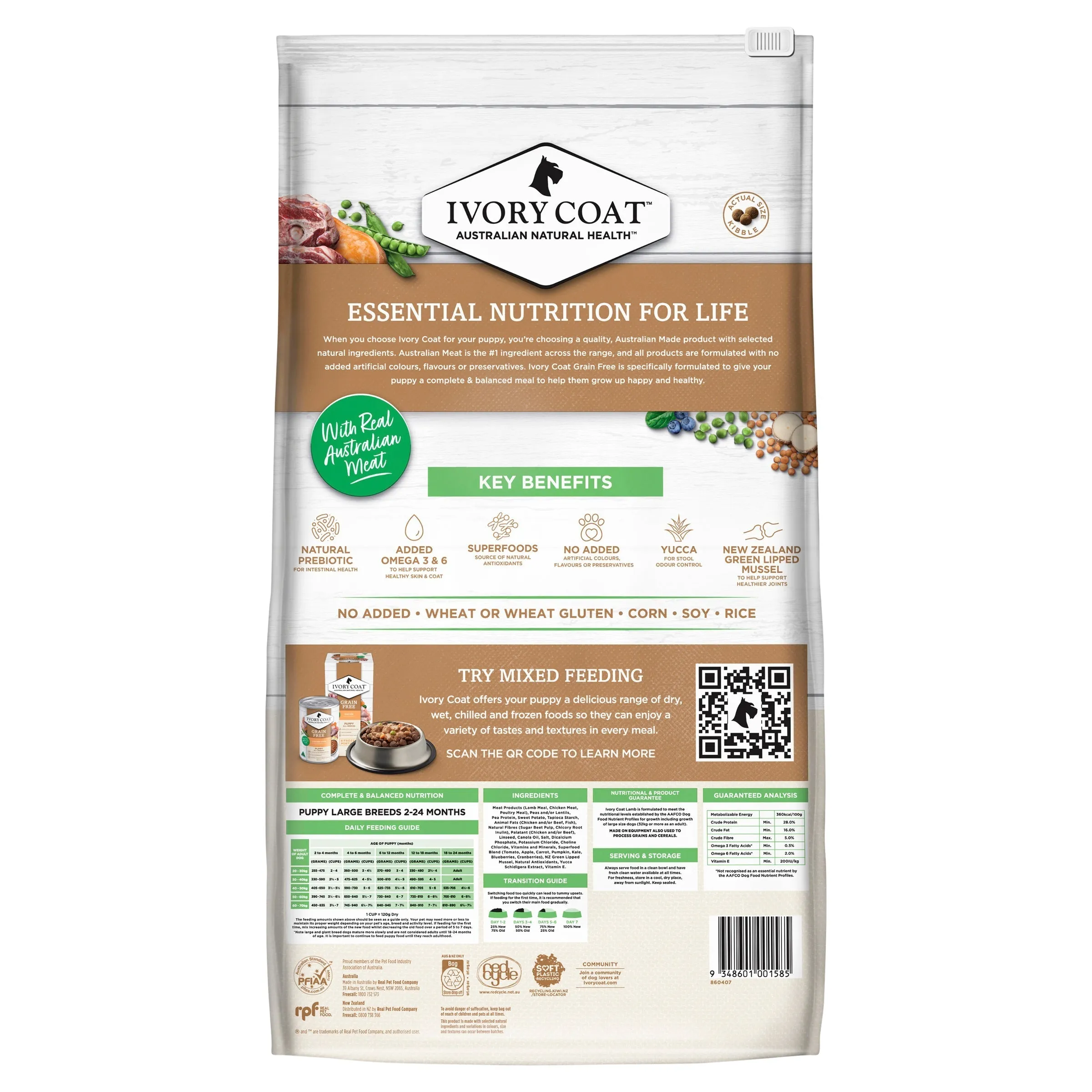 Ivory Coat Grain Free Lamb Large Breed Puppy Dry Food 13kg ( _ )