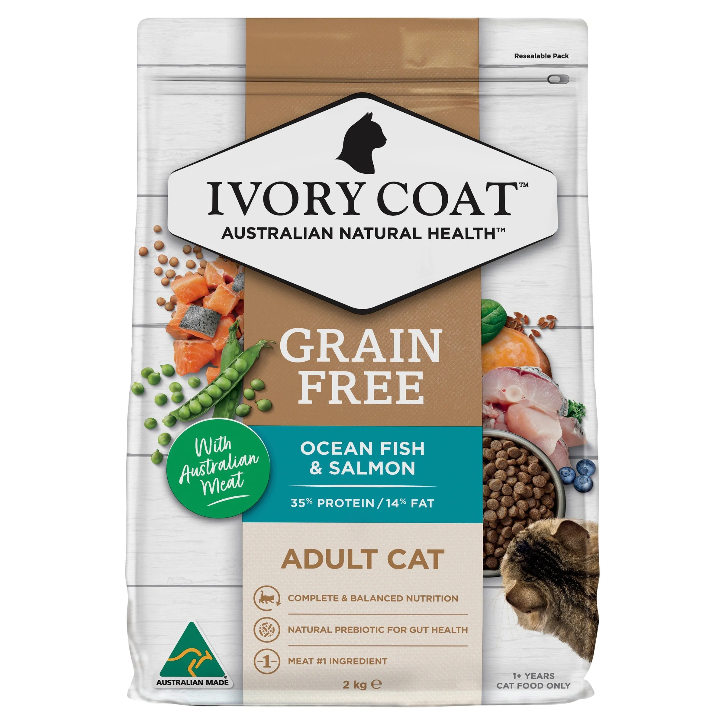 Ivory Coat Grain Free Ocean Fish and Salmon Adult Cat Dry Food 2kg ( _ )