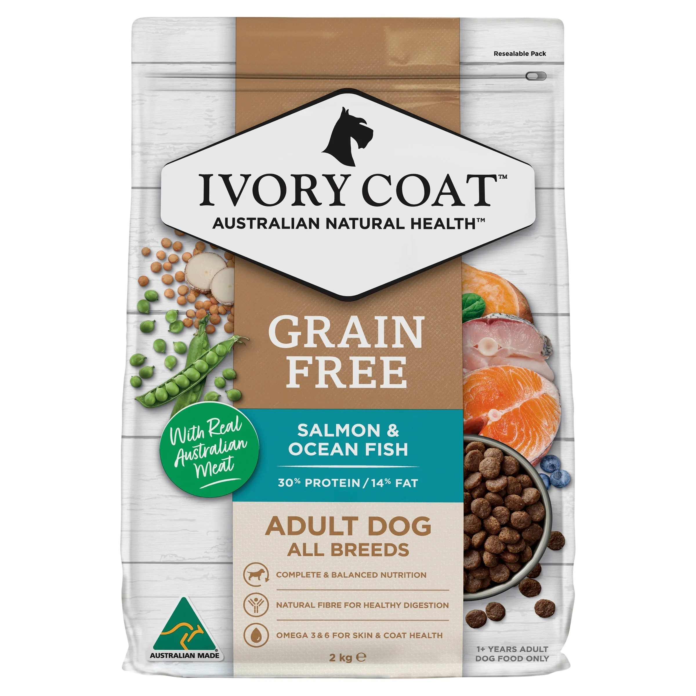 Ivory Coat Grain Free Ocean Fish and Salmon Adult Dog Dry Food 2kg ( _ )