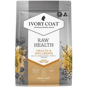 Ivory Coat Raw Health Adult Cat Vitality Dry Food with Freeze Dried Chicken Pieces 4kg